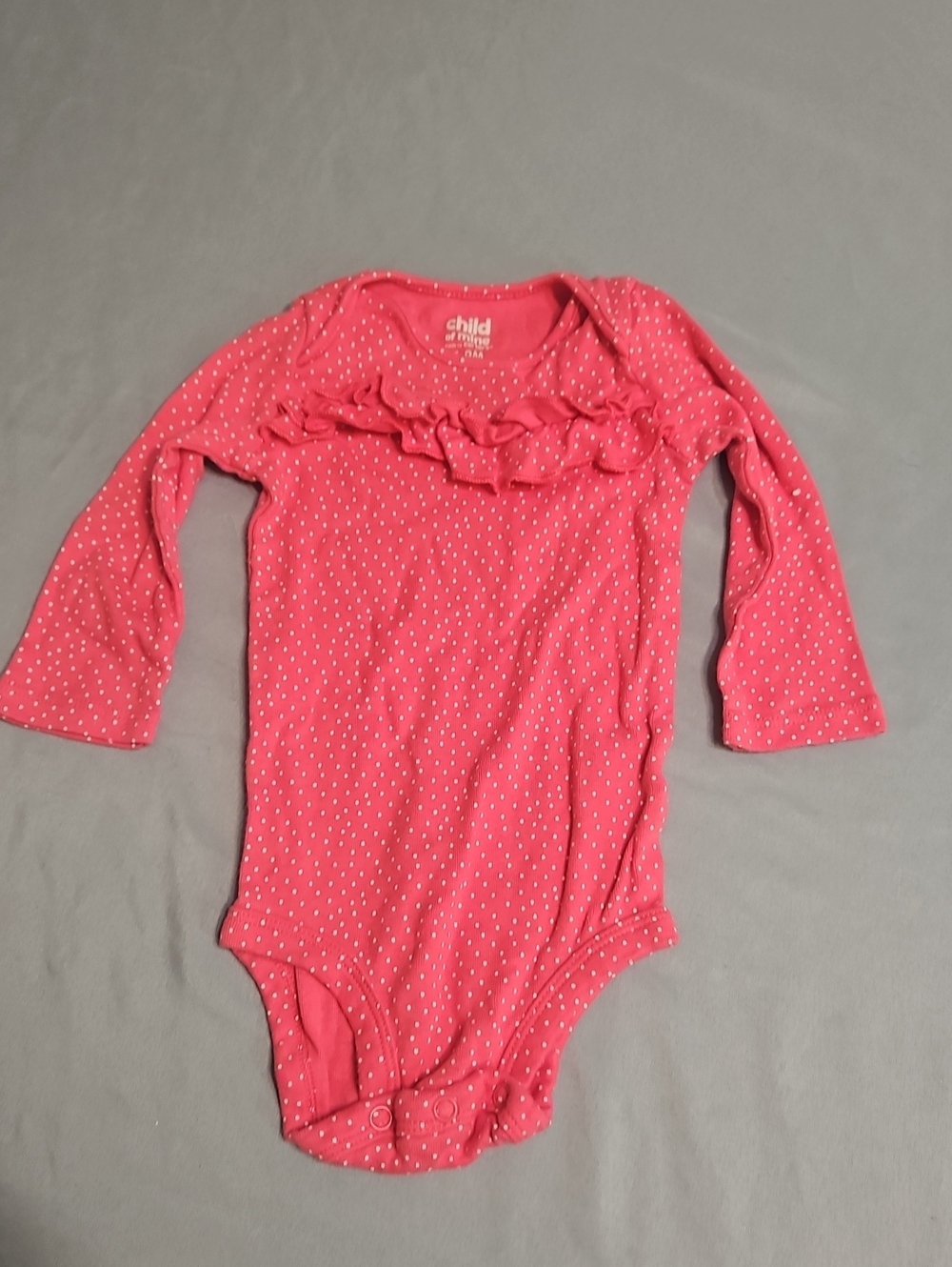 Carter's Coral Pink Long-Sleeve Ruffle One-Piece
